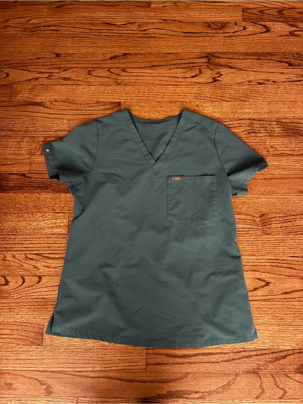 FIGS Teal V-Neck Scrub Top with Chest Pocket